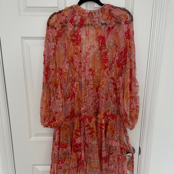 Zimmermann Ruffle Floral Print 100% Silk Mini Dress - Picture 8 of 11